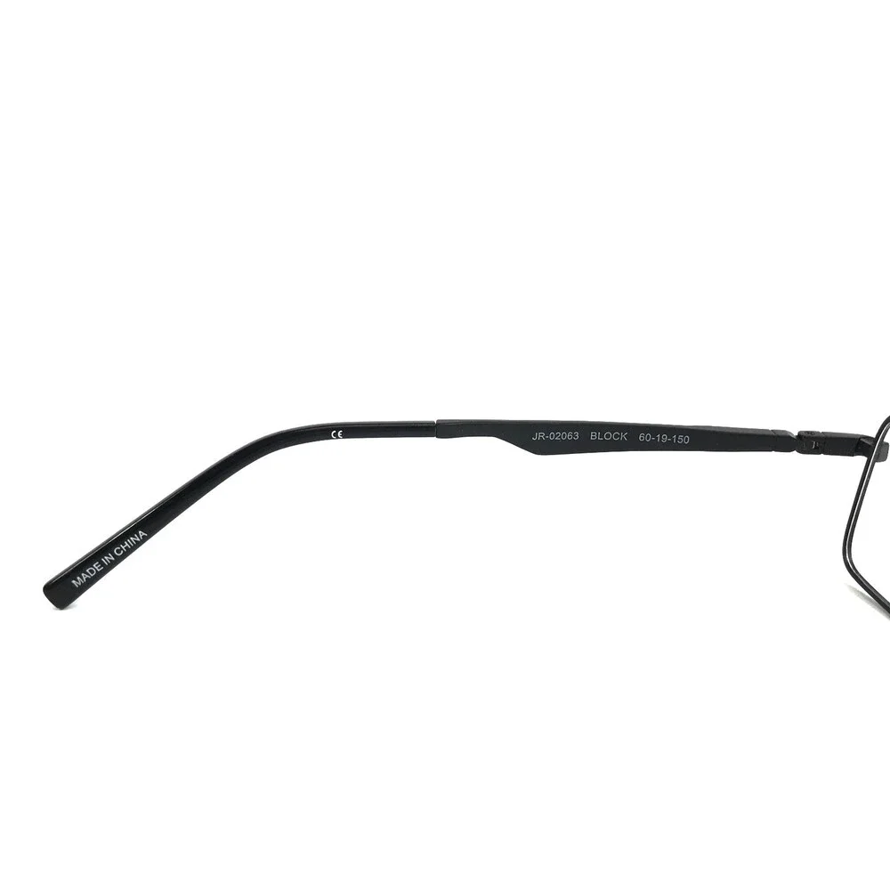 John Raymond Eyeglasses Frames JR-02063 BLOCK Black Rectangle Wire Rim 60-19-150
